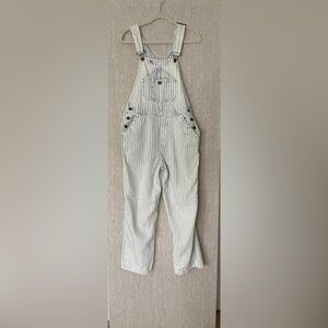 Faherty Blue and White Striped Overalls